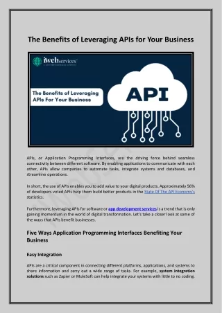 The Benefits of Leveraging APIs For Your Business - iWebServices