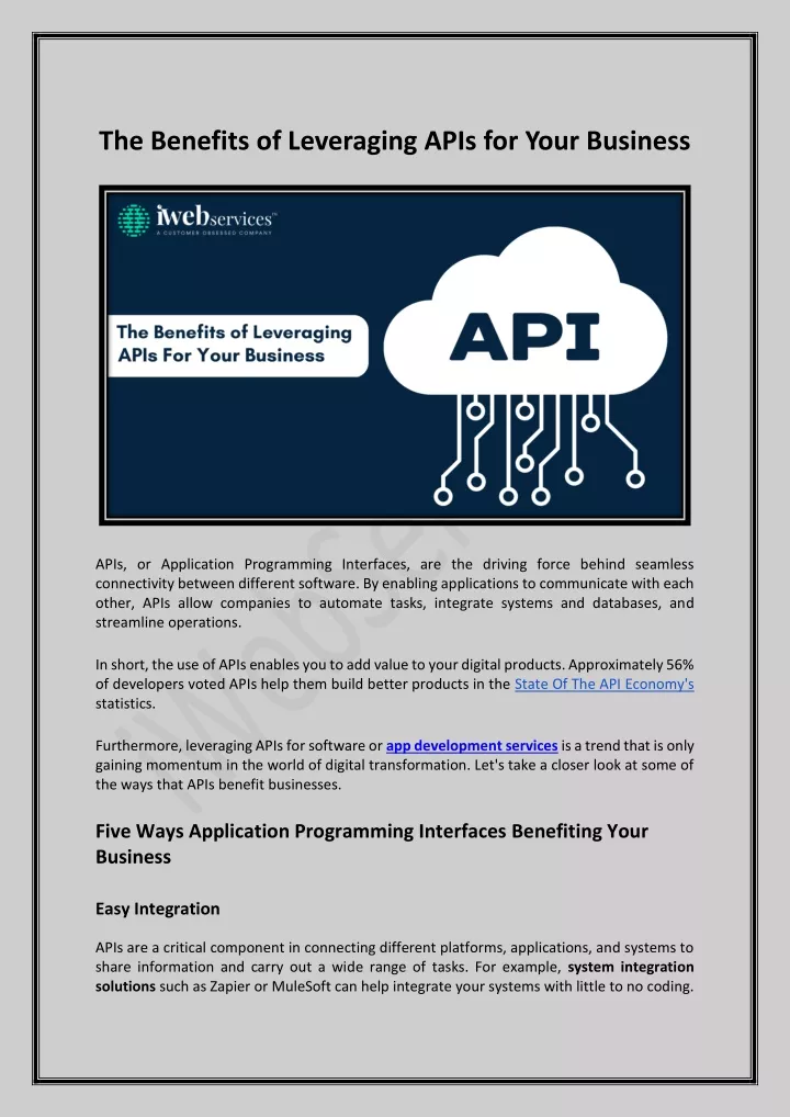 the benefits of leveraging apis for your business