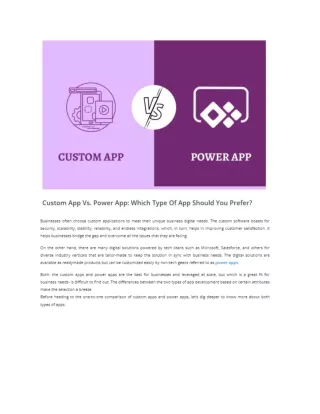 Custom App Vs. Power App: Which Type Of App Should You Prefer?