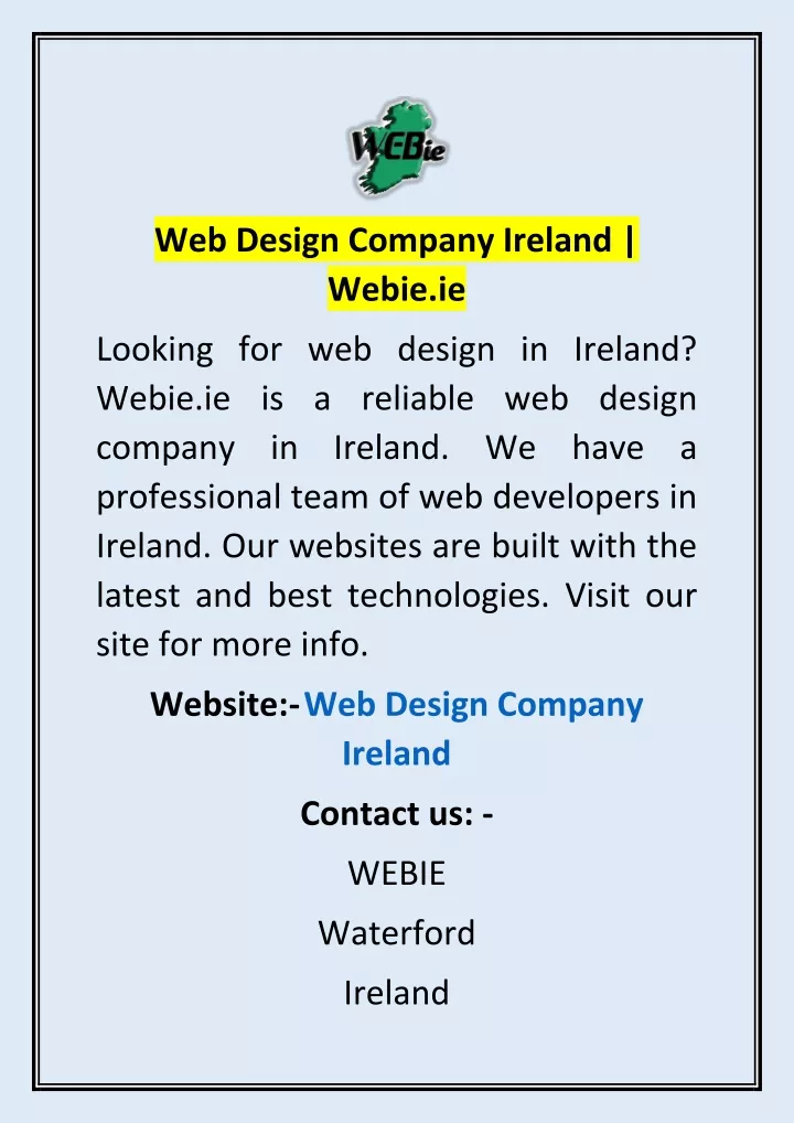 web design company ireland webie ie