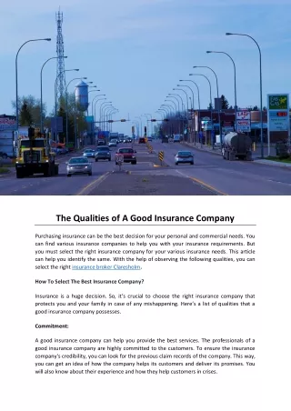 The Qualities of A Good Insurance Company
