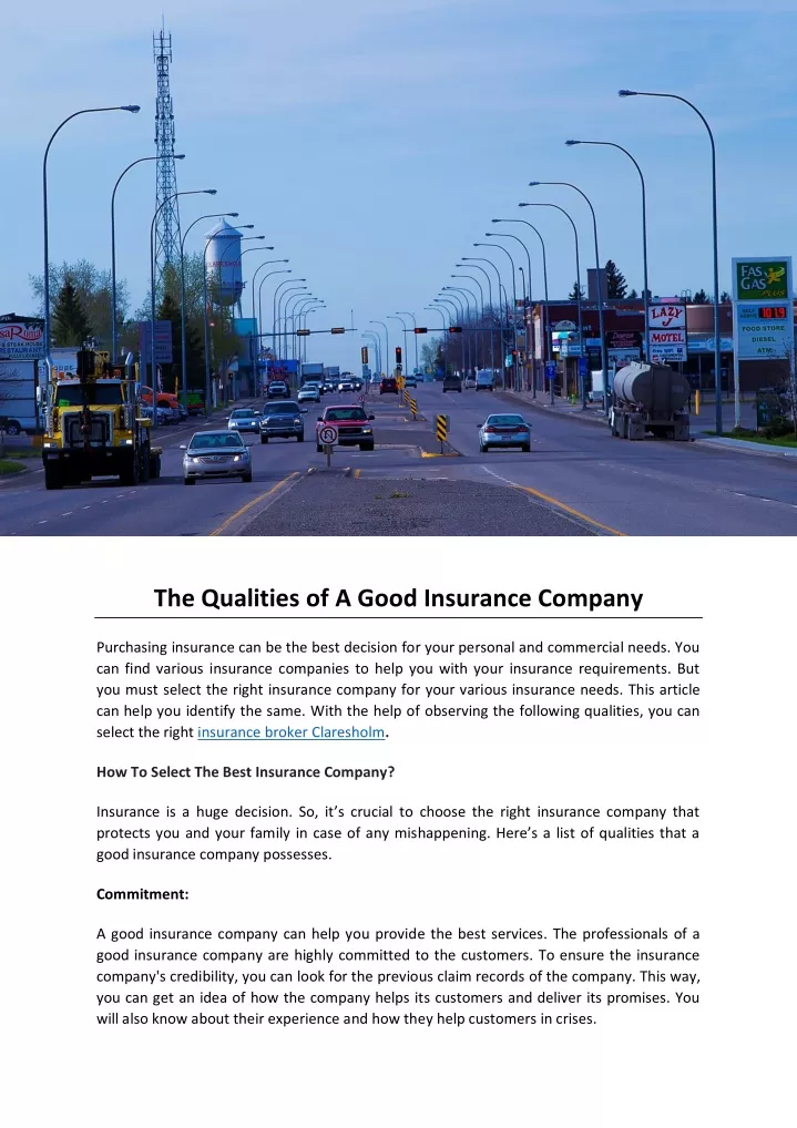 the qualities of a good insurance company