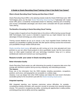 Best Oracle Recruiting Cloud Training Institute in KPHB Hyderabad