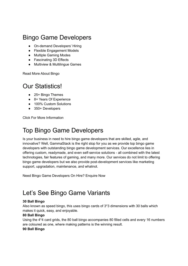 bingo game developers