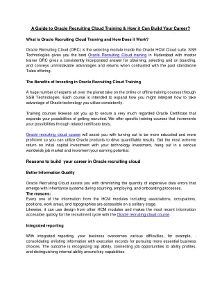 Best Oracle Recruiting Cloud Training Institute in KPHB Hyderabad