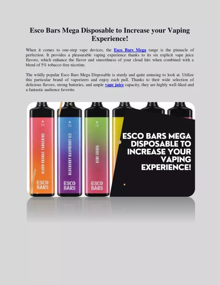 esco bars mega disposable to increase your vaping