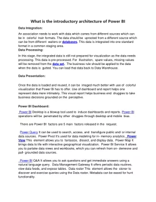 what is the introductory architecture of power bi