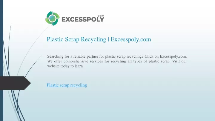 plastic scrap recycling excesspoly com