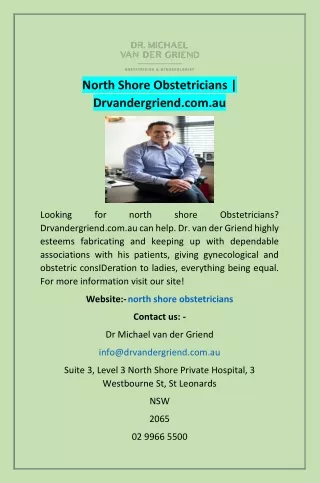 North Shore Obstetricians | Drvandergriend.com.au