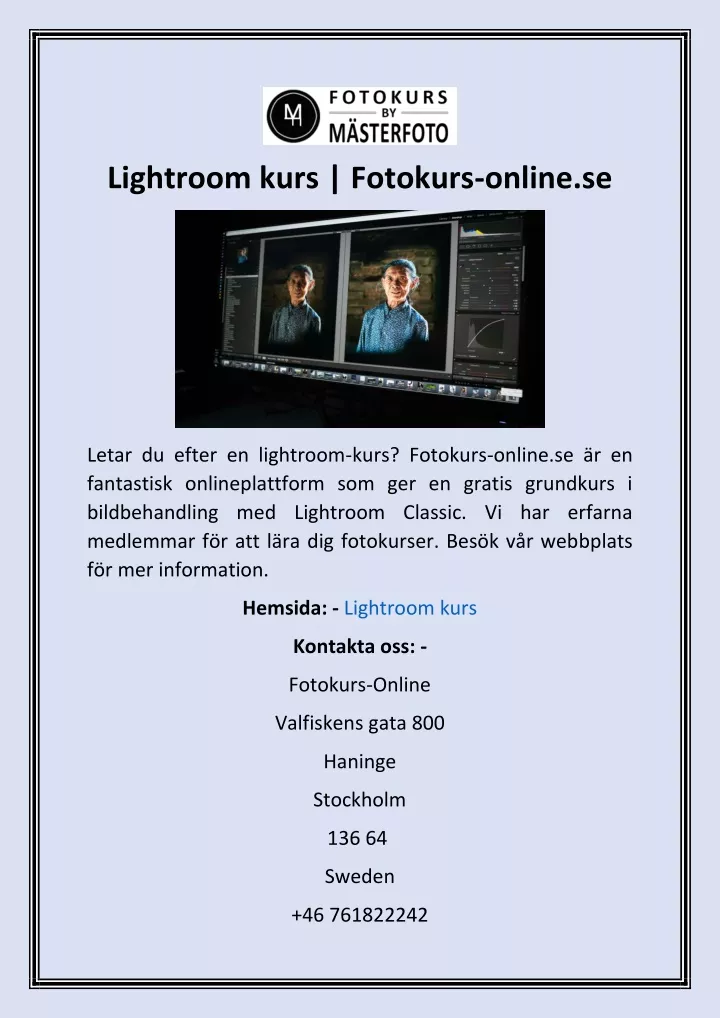 lightroom kurs fotokurs online se