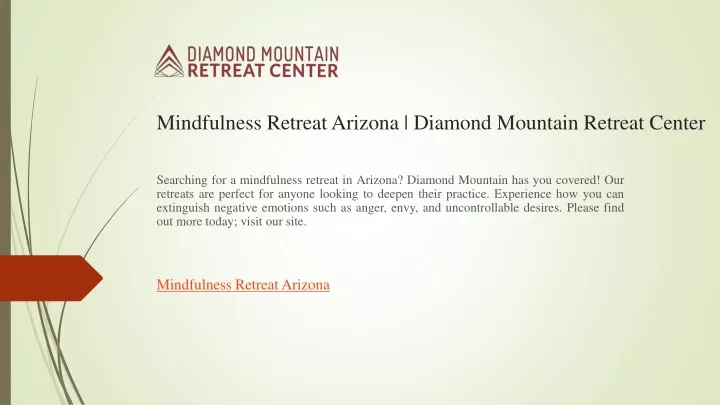 mindfulness retreat arizona diamond mountain retreat center