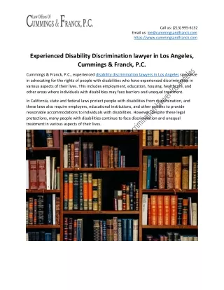 Experienced Disability Discrimination lawyer in Los Angeles
