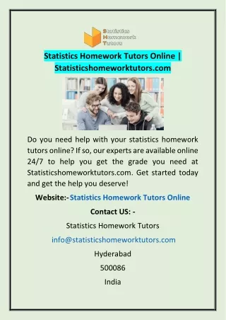 Statistics Homework Tutors Online | Statisticshomeworktutors.com