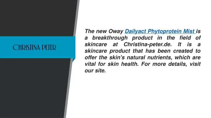 the new oway dailyact phytoprotein mist