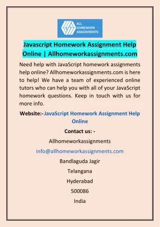 Javascript Homework Assignment Help Online | Allhomeworkassignments.com