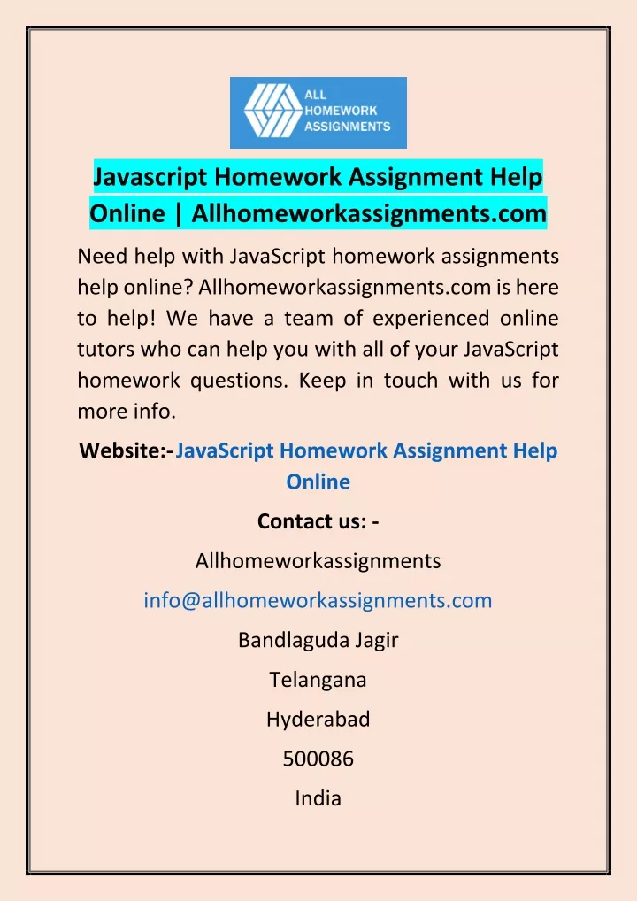 javascript homework assignment help online