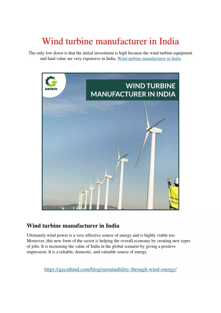 wind turbine manufacturer in india