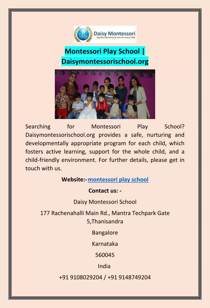 montessori play school daisymontessorischool org