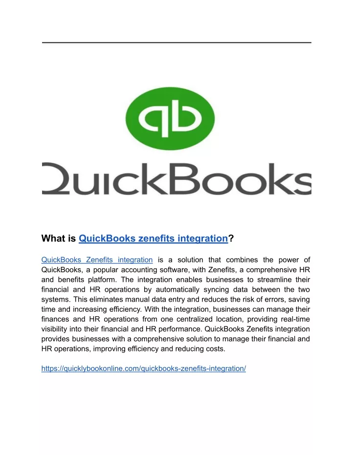 what is quickbooks zenefits integration