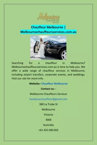 chauffeur melbourne melbournechauffeursservices