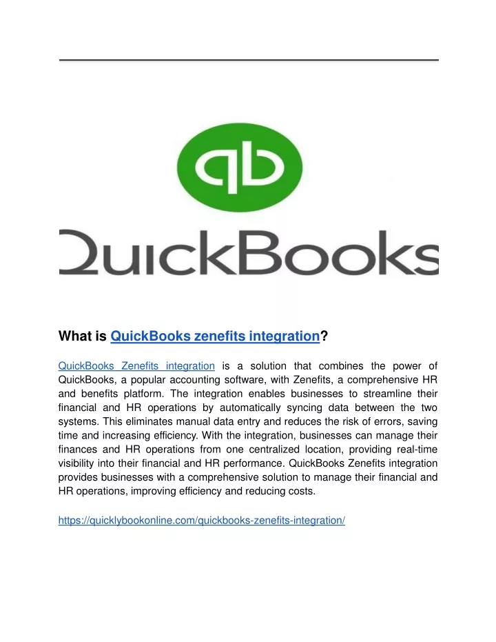 what is quickbooks zenefits integration