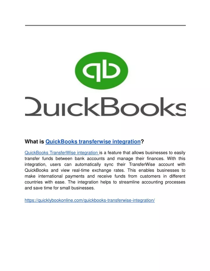 what is quickbooks transferwise integration