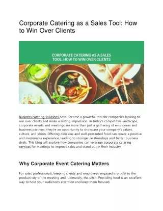 Corporate Catering as a Sales Tool