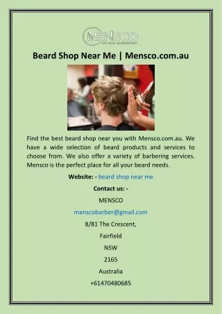 Beard Shop Near Me  Mensco.com