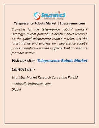 Telepresence Robots Market  Strategymrc com