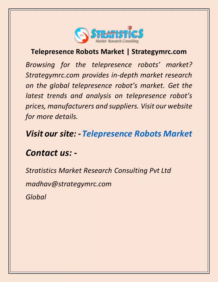 telepresence robots market strategymrc com