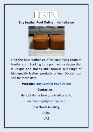 Buy Leather Pouf Online | Heritaji.com