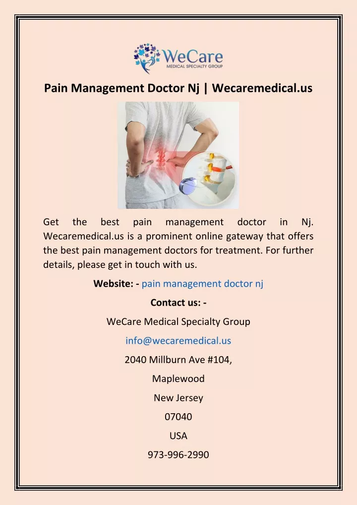 pain management doctor nj wecaremedical us