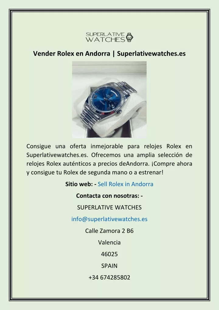 vender rolex en andorra superlativewatches es