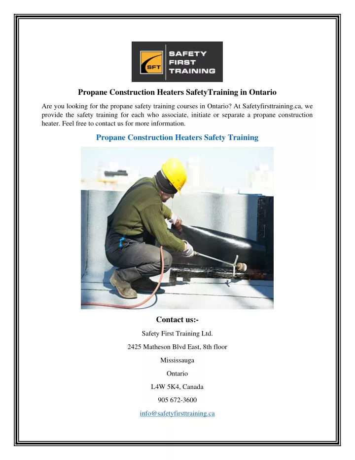 propane construction heaters safetytraining