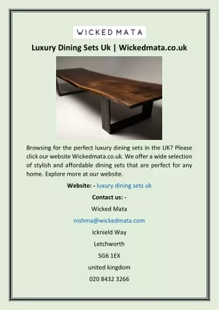 Luxury Dining Sets Uk  Wickedmata.co.uk