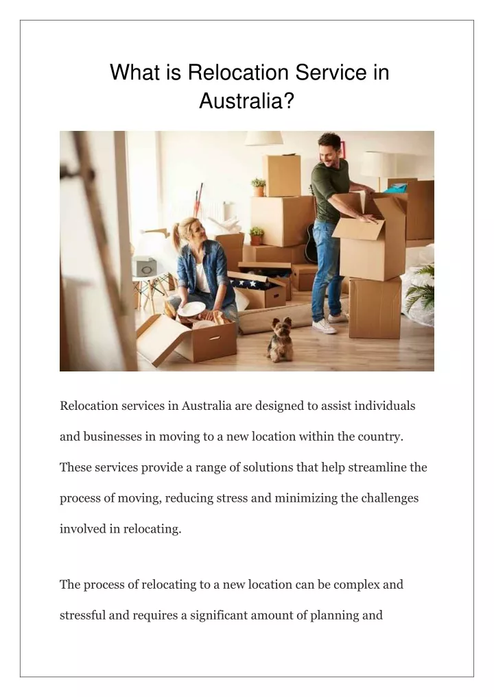 what is relocation service in australia