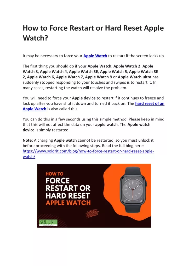 how to force restart or hard reset apple watch