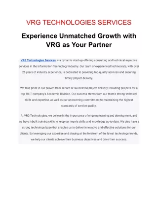 vrg technologies services