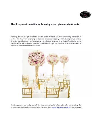 The 3 topmost benefits for booking event planners in Atlanta