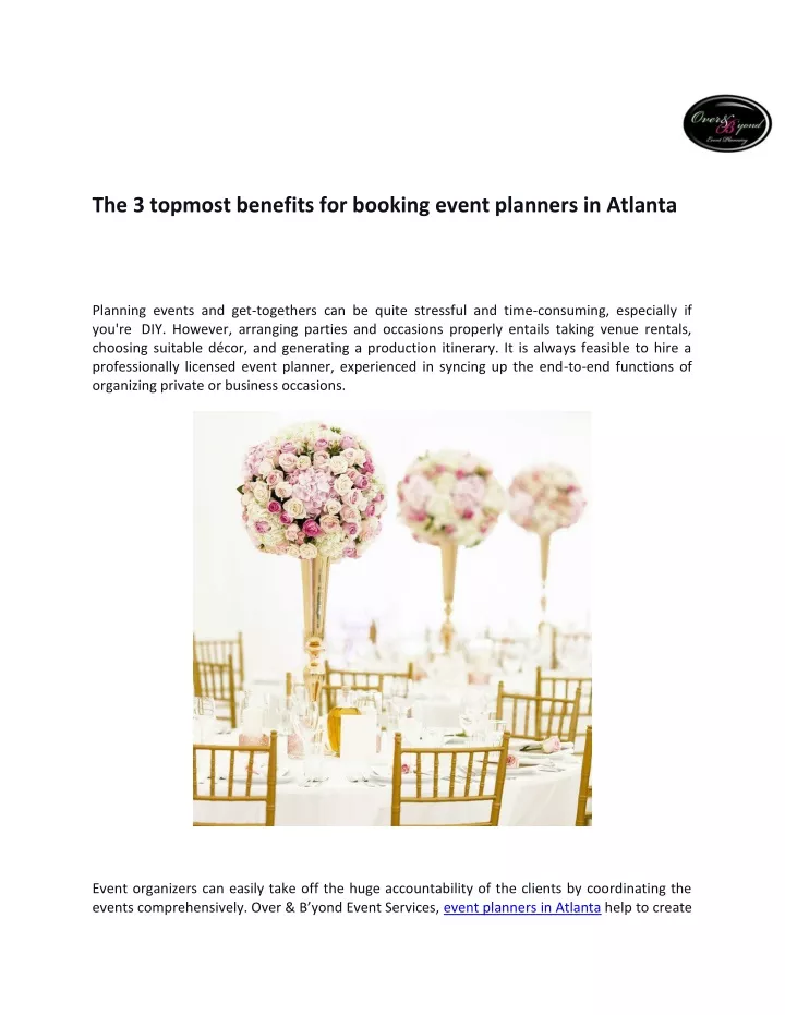 the 3 topmost benefits for booking event planners