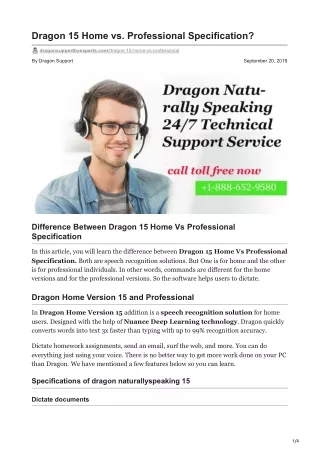 Dragon 15 Home Vs Professional Specification