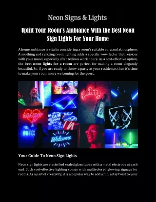 Uplift Your Room's Ambiance With Custom Neon Signs Online