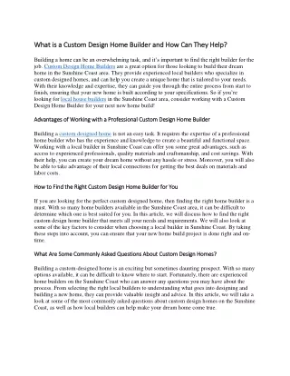 what is a custom design home builder
