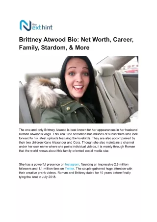 Brittney Atwood Bio: Net Worth, Career, Family, Stardom, & More