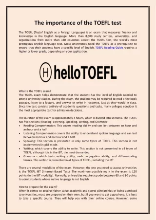 The importance of the TOEFL