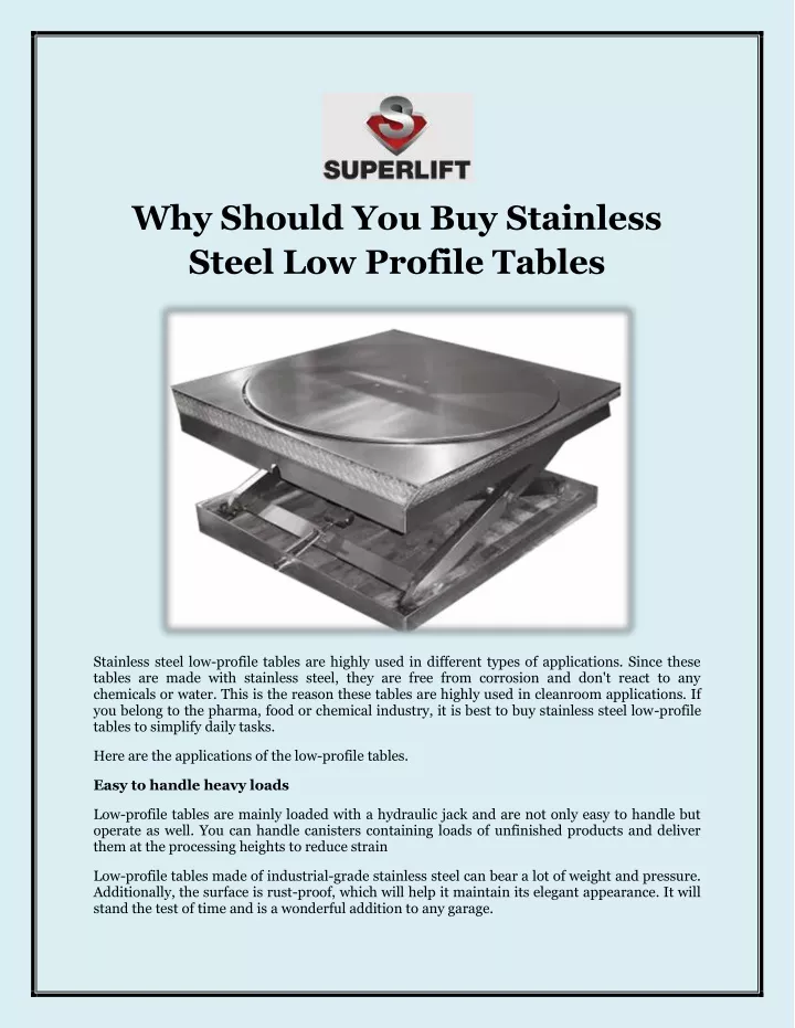 why should you buy stainless steel low profile