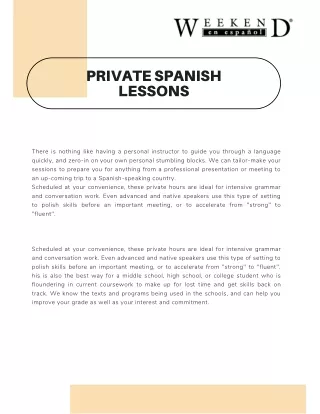 Private Spanish Lessons to Enhance Your Skills