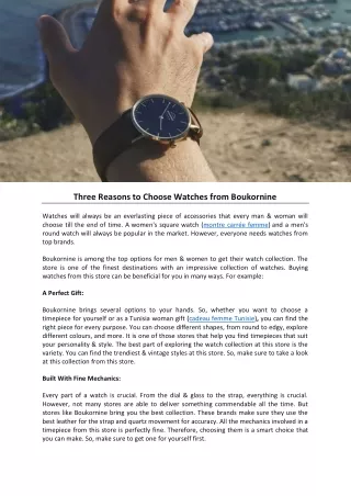 Three Reasons to Choose Watches from Boukornine