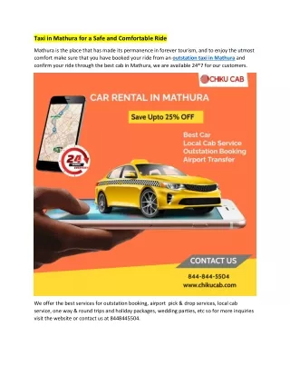 taxi in mathura for a safe and comfortable ride