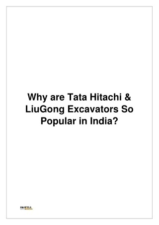 Why are Tata Hitachi & LiuGong Excavators So Popular in India